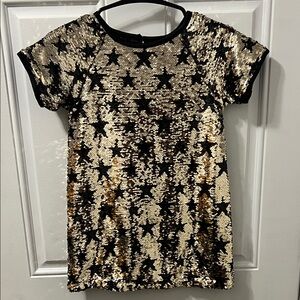 Peek Black and Gold Sequin Top